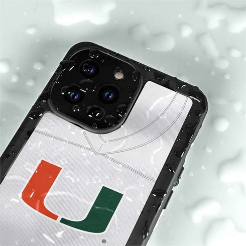 University of Miami White Jersey iPhone 15 Pro Waterproof Case